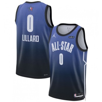 Men's 2023 All-Star #0 Damian Lillard Blue Game Swingman Stitched Basketball Jersey Men's 2023 All-Star #0 Damian Lillard Blue Game Swingman Stitched Basketball Jersey