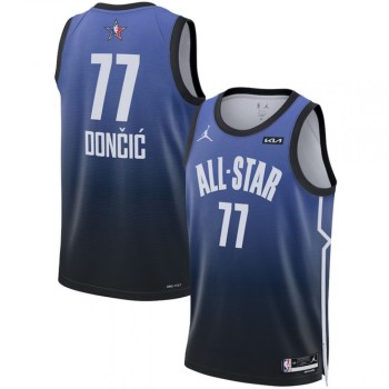 Men's 2023 All-Star #77 Luka Doncic Blue Game Swingman Stitched Basketball Jersey Men's 2023 All-Star #77 Luka Doncic Blue Game Swingman Stitched Basketball Jersey