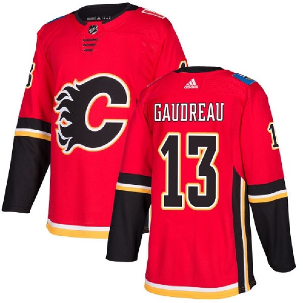 Men's Calgary Flames #13 Johnny Gaudreau Red Stitched NHL Jersey
