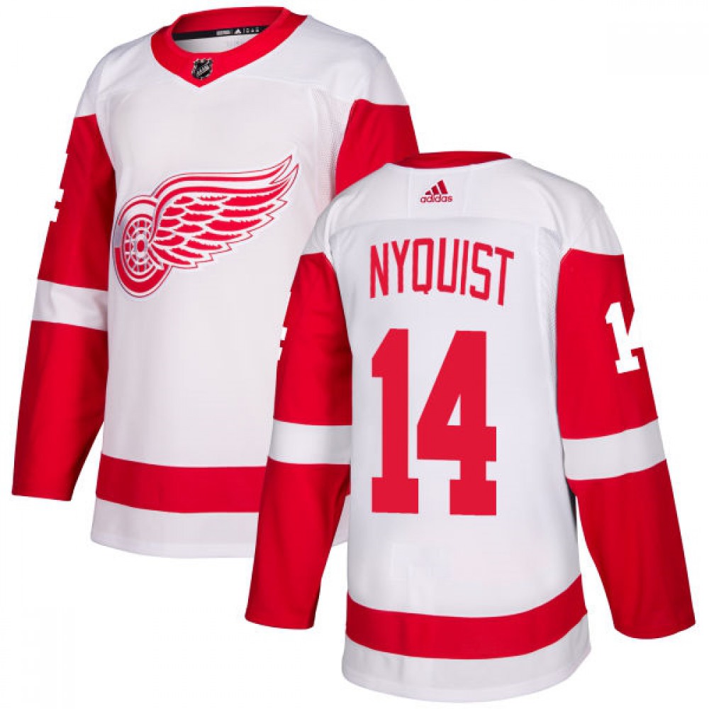 Men's Detroit Red Wings #14 Gustav Nyquist White Stitched NHL Jersey