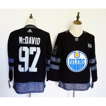 Men's Edmonton Oilers #97 Connor McDavid Black 1917-2017 100th Anniversary Stitched NHL Jersey Men's Edmonton Oilers #97 Connor McDavid Black 1917-2017 100th Anniversary Stitched NHL Jersey