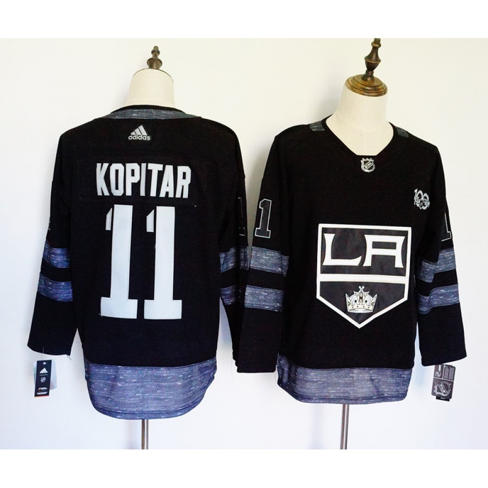 Men's Los Angeles Kings #11 Anze Kopitar Black 1917-2017 100th Anniversary Stitched NHL Jersey