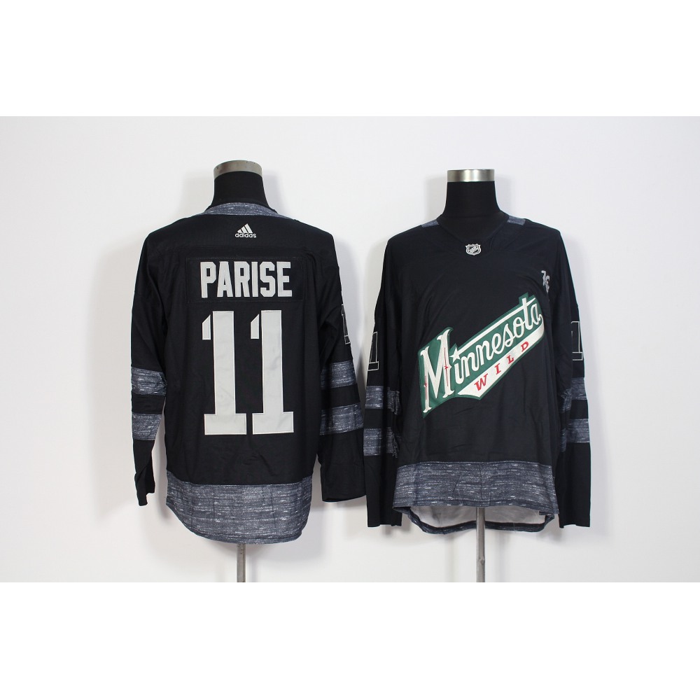 Men's Minnesota Wild #11 Zach Parise Black 1917-2017 100th Anniversary Stitched NHL Jersey