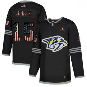 Men's Nashville Predators #15 Craig Smith 2020 Grey USA Flag Stitched NHL Jersey Men's Nashville Predators #15 Craig Smith 2020 Grey USA Flag Stitched NHL Jersey