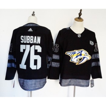 Men's Nashville Predators #76 PK Subban Black 1917-2017 100th Anniversary Stitched NHL Jersey Men's Nashville Predators #76 PK Subban Black 1917-2017 100th Anniversary Stitched NHL Jersey