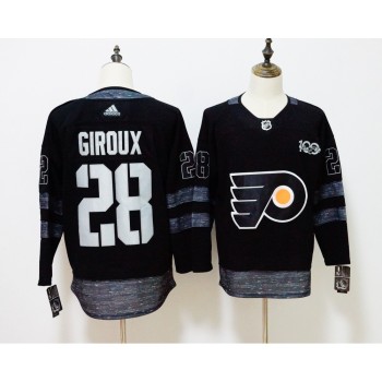 Men's Philadelphia Flyers #28 Claude Giroux Black 1917-2017 100th Anniversary Stitched NHL Jersey Men's Philadelphia Flyers #28 Claude Giroux Black 1917-2017 100th Anniversary Stitched NHL Jersey