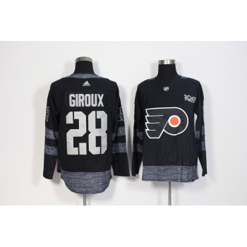 Men's Philadelphia Flyers #28 Claude Giroux Black 1917-2017 100th Anniversary Stitched NHL Jersey Men's Philadelphia Flyers #28 Claude Giroux Black 1917-2017 100th Anniversary Stitched NHL Jersey