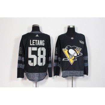 Men's Pittsburgh Penguins #58 Kris Letang Black 1917-2017 100th Anniversary Stitched NHL Jersey Men's Pittsburgh Penguins #58 Kris Letang Black 1917-2017 100th Anniversary Stitched NHL Jersey