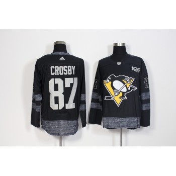 Men's Pittsburgh Penguins #87 Sidney Crosby Black 1917-2017 100th Anniversary Stitched NHL Jersey Men's Pittsburgh Penguins #87 Sidney Crosby Black 1917-2017 100th Anniversary Stitched NHL Jersey