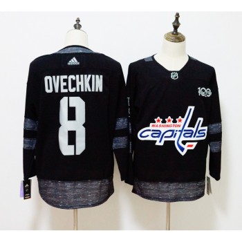 Men's Washington Capitals #8 Alexander Ovechkin Black 1917-2017 100th Anniversary Jersey Men's Washington Capitals #8 Alexander Ovechkin Black 1917-2017 100th Anniversary Jersey