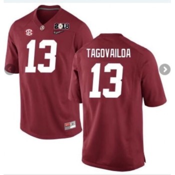 Men's Alabama Crimson Tide #13 Tua Tagovailoa Red 2018 Patch Stitched NCAA Jersey Men's Alabama Crimson Tide #13 Tua Tagovailoa Red 2018 Patch Stitched NCAA Jersey