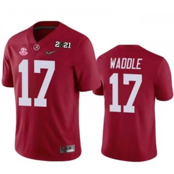 Men's Alabama Crimson Tide #17 Jaylen Waddle Red 2021 Patch Stitched Football Jersey Men's Alabama Crimson Tide #17 Jaylen Waddle Red 2021 Patch Stitched Football Jersey