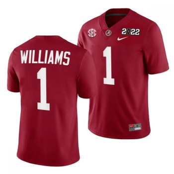 Men's Alabama Crimson Tide #1 Jameson Williams 2022 Patch Red College Football Stitched Jersey Men's Alabama Crimson Tide #1 Jameson Williams 2022 Patch Red College Football Stitched Jersey