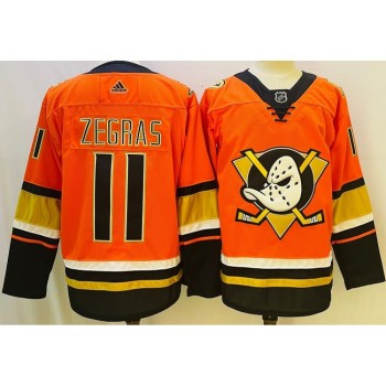 Men's Anaheim Ducks #11 Trevor Zegras Orange Stitched Jersey Men's Anaheim Ducks #11 Trevor Zegras Orange Stitched Jersey