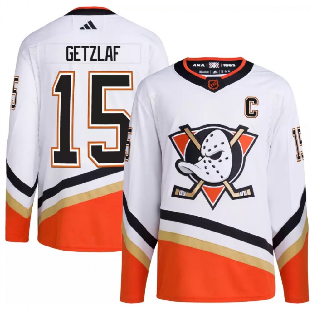 Men's Anaheim Ducks #15 Ryan Getzlaf White 2022-23 Reverse Retro Stitched Jersey
