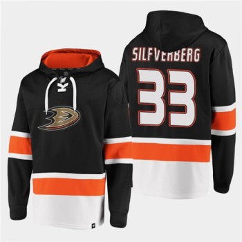 Men's Anaheim Ducks #33 Jakob Silfverberg Black Ageless Must-Have Lace-Up Pullover Hoodie Men's Anaheim Ducks #33 Jakob Silfverberg Black Ageless Must-Have Lace-Up Pullover Hoodie