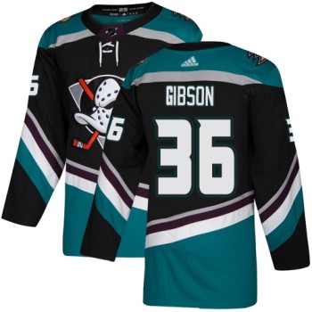 Men's Anaheim Ducks #36 John Gibson Black/Teal Stitched NHL Jersey Men's Anaheim Ducks #36 John Gibson Black/Teal Stitched NHL Jersey