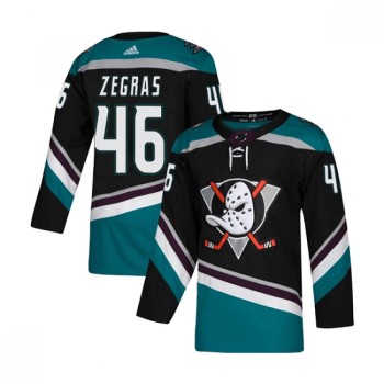 Men's Anaheim Ducks #46 Trevor Zegras Black/Teal Stitched Jersey Men's Anaheim Ducks #46 Trevor Zegras Black/Teal Stitched Jersey