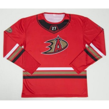 Men's Anaheim Ducks X Los Angeles Angels #27 Mike Trout Red Stitched Jersey Men's Anaheim Ducks X Los Angeles Angels #27 Mike Trout Red Stitched Jersey