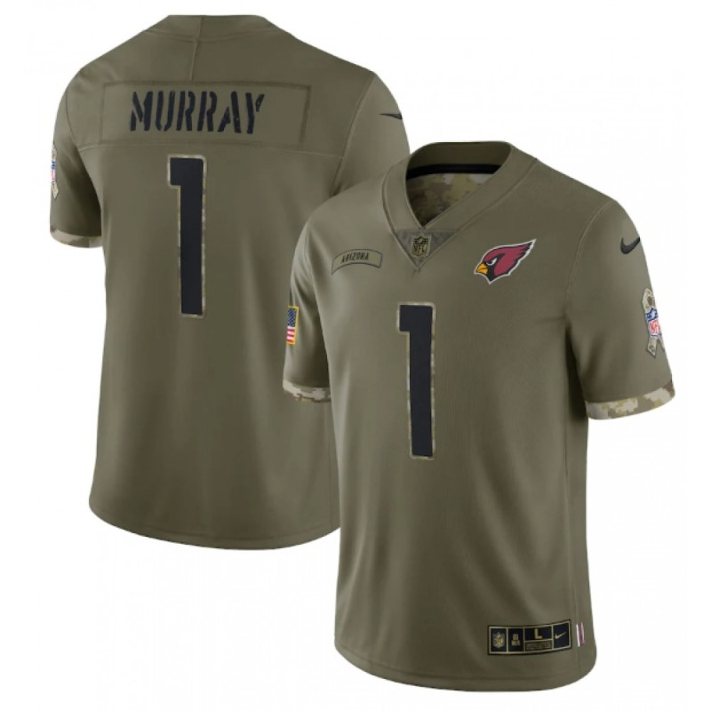 Men's Arizona Cardinals #1 Kyler Murray Olive 2022 Salute To Service Limited Stitched Jersey