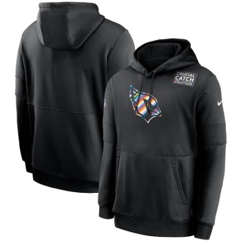 Men's Arizona Cardinals 2020 Black Crucial Catch Sideline Performance Pullover Hoodie Men's Arizona Cardinals 2020 Black Crucial Catch Sideline Performance Pullover Hoodie