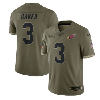 Men's Arizona Cardinals #3 Budda Baker Olive 2022 Salute To Service Limited Stitched Jersey Men's Arizona Cardinals #3 Budda Baker Olive 2022 Salute To Service Limited Stitched Jersey