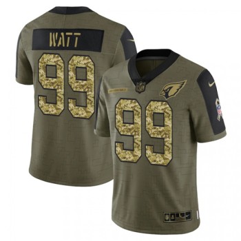 Men's Arizona Cardinals #99 J.J. Watt 2021 Olive Camo Salute To Service Limited Stitched Jersey Men's Arizona Cardinals #99 J.J. Watt 2021 Olive Camo Salute To Service Limited Stitched Jersey