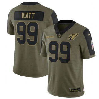 Men's Arizona Cardinals #99 J.J. Watt 2021 Olive Salute To Service Limited Stitched Jersey Men's Arizona Cardinals #99 J.J. Watt 2021 Olive Salute To Service Limited Stitched Jersey