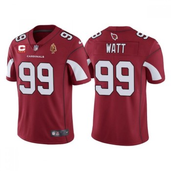 Men's Arizona Cardinals #99 J.J. Watt Red With C Patch & Walter Payton Patch Limited Stitched Jersey Men's Arizona Cardinals #99 J.J. Watt Red With C Patch & Walter Payton Patch Limited Stitched Jersey