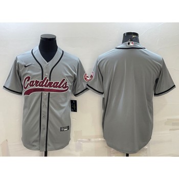 Men's Arizona Cardinals Blank Grey With Patch Cool Base Stitched Baseball Jersey Men's Arizona Cardinals Blank Grey With Patch Cool Base Stitched Baseball Jersey