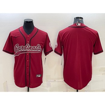 Men's Arizona Cardinals Blank Red With Patch Cool Base Stitched Baseball Jersey Men's Arizona Cardinals Blank Red With Patch Cool Base Stitched Baseball Jersey