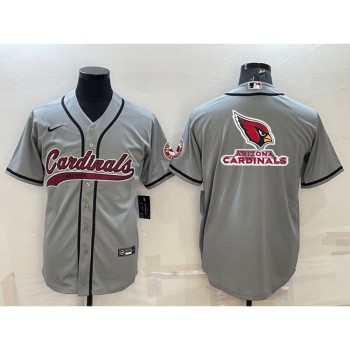 Men's Arizona Cardinals Grey Team Big Logo With Patch Cool Base Stitched Baseball Jersey Men's Arizona Cardinals Grey Team Big Logo With Patch Cool Base Stitched Baseball Jersey