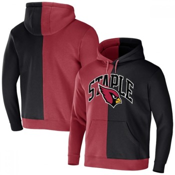 Men's Arizona Cardinals Red/Black Split Logo Pullover Hoodie Men's Arizona Cardinals Red/Black Split Logo Pullover Hoodie