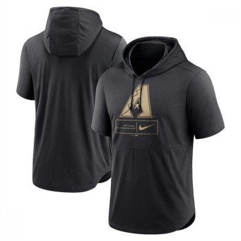Men's Arizona Diamondbacks Black Short Sleeve Pullover Hoodie Men's Arizona Diamondbacks Black Short Sleeve Pullover Hoodie