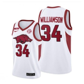 Men's Arkansas Razorbacks #34 Corliss Williamson 2021 White Stitched Jersey Men's Arkansas Razorbacks #34 Corliss Williamson 2021 White Stitched Jersey