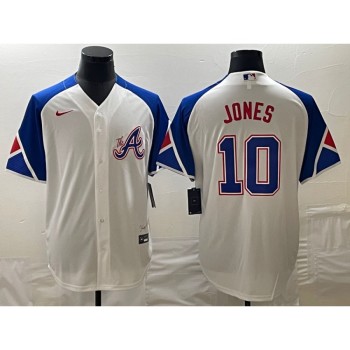 Men's Atlanta Braves #10 Chipper Jones White 2023 City Connect Cool Base Stitched Baseball Jersey Men's Atlanta Braves #10 Chipper Jones White 2023 City Connect Cool Base Stitched Baseball Jersey