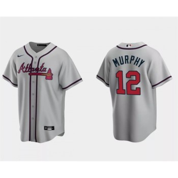 Men's Atlanta Braves #12 Sean Murphy Gray Cool Base Stitched Baseball Jersey Men's Atlanta Braves #12 Sean Murphy Gray Cool Base Stitched Baseball Jersey