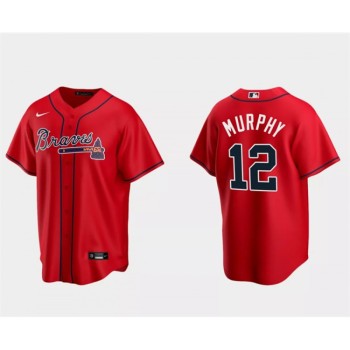 Men's Atlanta Braves #12 Sean Murphy Red Cool Base Stitched Baseball Jersey Men's Atlanta Braves #12 Sean Murphy Red Cool Base Stitched Baseball Jersey