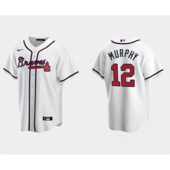 Men's Atlanta Braves #12 Sean Murphy White Cool Base Stitched Baseball Jersey Men's Atlanta Braves #12 Sean Murphy White Cool Base Stitched Baseball Jersey