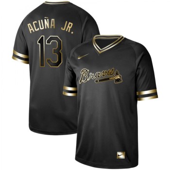 Men's Atlanta Braves #13 Ronald Acuna Black Gold Stitched MLB Jersey Men's Atlanta Braves #13 Ronald Acuna Black Gold Stitched MLB Jersey