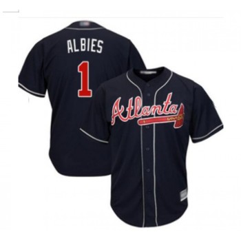 Men's Atlanta Braves #1 Ozzie Albies Navy Cool Base Stitched MLB Jersey Men's Atlanta Braves #1 Ozzie Albies Navy Cool Base Stitched MLB Jersey