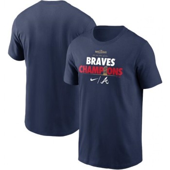 Men's Atlanta Braves 2021 Navy World Series Champions Celebration T-Shirt Men's Atlanta Braves 2021 Navy World Series Champions Celebration T-Shirt