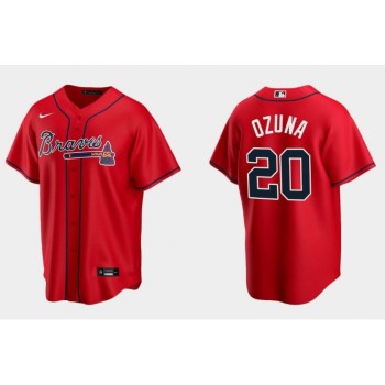 Men's Atlanta Braves #20 Marcell Ozuna Red Cool Base Stitched Jersey Men's Atlanta Braves #20 Marcell Ozuna Red Cool Base Stitched Jersey