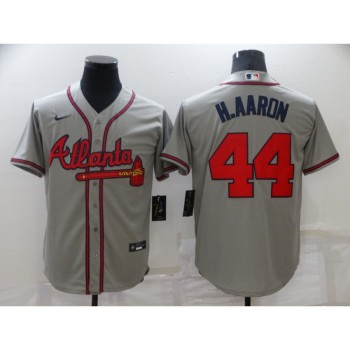 Men's Atlanta Braves #44 Hank Aaron Grey Cool Base Stitched Jersey Men's Atlanta Braves #44 Hank Aaron Grey Cool Base Stitched Jersey