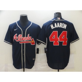 Men's Atlanta Braves #44 Hank Aaron Navy Stitched MLB Jersey Men's Atlanta Braves #44 Hank Aaron Navy Stitched MLB Jersey