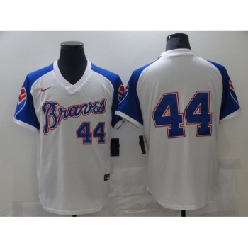 Men's Atlanta Braves #44 Hank Aaron White Cool Base Stitched Jersey Men's Atlanta Braves #44 Hank Aaron White Cool Base Stitched Jersey