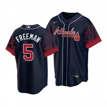Men's Atlanta Braves #5 Freddie Freeman 2021 Navy Cool Base Stitched Jersey Men's Atlanta Braves #5 Freddie Freeman 2021 Navy Cool Base Stitched Jersey