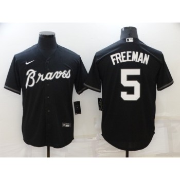 Men's Atlanta Braves #5 Freddie Freeman Black Cool Base Stitched Jersey Men's Atlanta Braves #5 Freddie Freeman Black Cool Base Stitched Jersey