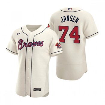 Men's Atlanta Braves #74 Kenley Jansen Cream Flex Base Stitched Baseball Jersey Men's Atlanta Braves #74 Kenley Jansen Cream Flex Base Stitched Baseball Jersey