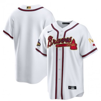 Men's Atlanta Braves Blank 2022 White/Gold World Series Champions Program Cool Base Stitched Baseball Jersey Men's Atlanta Braves Blank 2022 White/Gold World Series Champions Program Cool Base Stitched Baseball Jersey